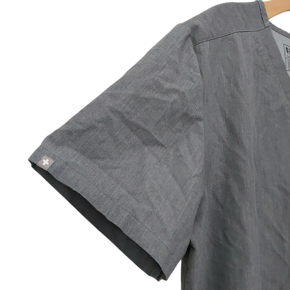 Figs Leon Three-Pocket Scrub Top Mens XL Gray Short Sleeve Utility Uniform Work